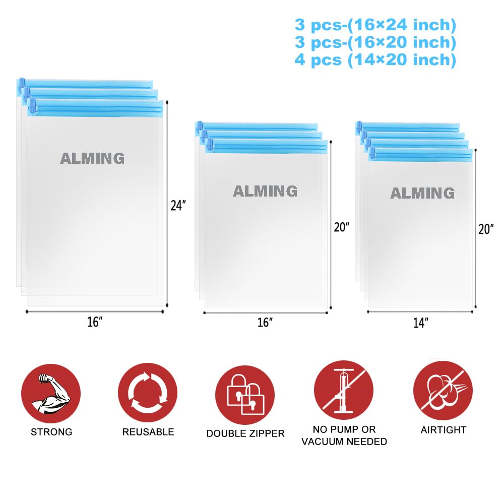 Travel Compression Bags Set, Roll-Up Vacuum Storage Bags for Clothes