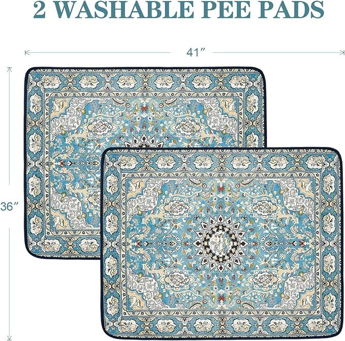 QEILS Washable Pee Pads for Dogs – 2-Pack Reusable Puppy Training Pads, 36×41 Inch, Super Absorbent & Leakproof Non-Slip Potty Pads