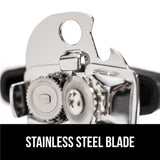 Heavy-Duty Stainless Steel Can Opener with Soft Grip & Bottle Opener
