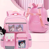 Kuromi Lightweight Backpack – Multi-Compartment Student Organizer with Adjustable Straps & Violet White Oxford Fabric Design