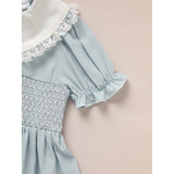 Toddler Girls Smocked Dress – Cute Puff Short Sleeve Princess Outfit with Lace Crew Neck, Elegant Party Dress for Birthdays & Special Occasions