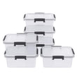 6-Pack Clear Airtight Storage Containers with Locking Lids – 10L Stackable Multi-Purpose Organizer Boxes