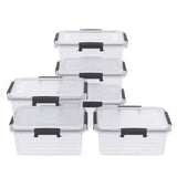 6-Pack Clear Airtight Storage Containers with Locking Lids – 10L Stackable Multi-Purpose Organizer Boxes