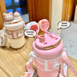 18.6 oz Kids Insulated Stainless Steel Cup with Dual Straws – Leakproof School Water Bottle