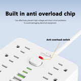 JouleLoom 17-in-1 Surge Protector Power Strip with 11 AC Outlets & USB-C Ports – Compact Flat Plug Extension Cord White