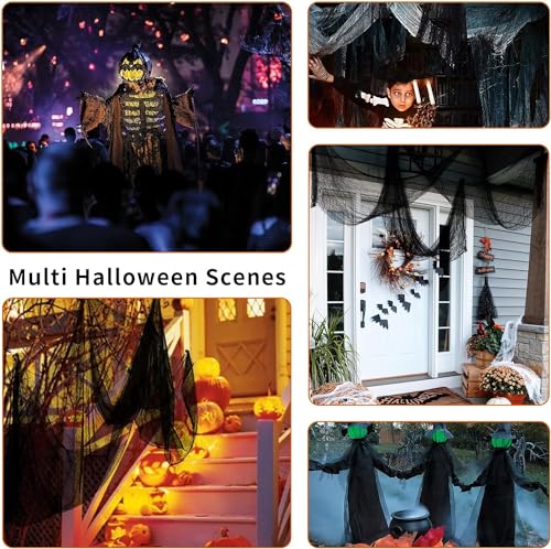 3-Pack Black Creepy Cloth Halloween Decoration Set – 16.4 Yards Spooky Fabric for Indoor & Outdoor Décor