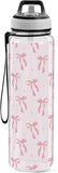 32 oz Clear Bow Tritan Water Bottle with Straw and Carry Strap