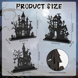 Haunted House Wooden Table Decor – 3Pcs Tiered Tray Halloween Centerpieces with Double-Sided Design (Black, Vintage Style)