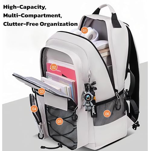Lightweight Waterproof School & College Backpack with Ergonomic Support, Chest Strap, Fashion Keychain