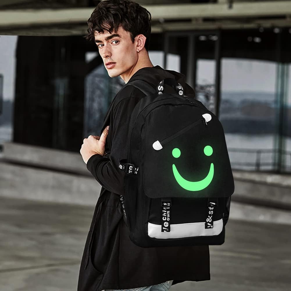 Glow Anime School Backpack with USB Port and Lock