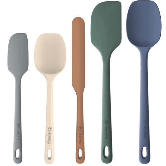 5-Piece Silicone Spatula Set – One-Piece Design, Heat Resistant up to 600°F (Neutral)