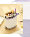 Blue Retractable Corduroy Pencil Case and Pen Holder