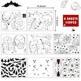 Double-Sided Halloween Window Clings – 8 Reusable PVC Sheets with Skeletons, Ghosts & Pumpkins