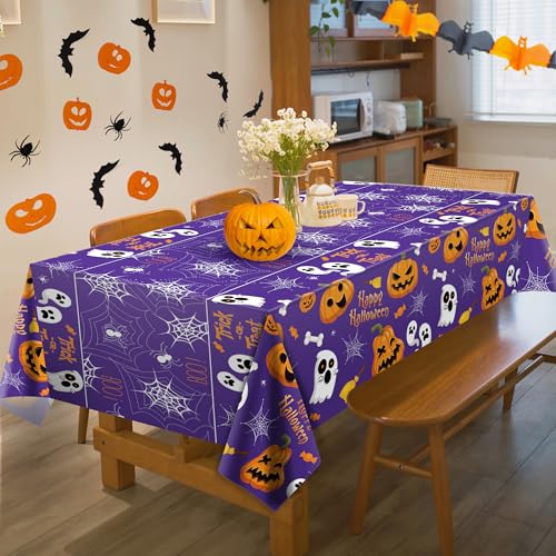 Halloween Tablecloth – Large 52x87" Plastic Table Cover for Spooky Indoor & Outdoor Party Decorations