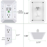 Wall Outlet Extender with 5 AC Outlets & 4 USB Ports – Surge Protector Power Strip with USB-C Fast Charging for Home & Office