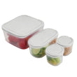 4-Piece Nesting Food Storage Containers Set – Space-Saving Airtight BPA-Free Containers (White Lid / Clear Body)