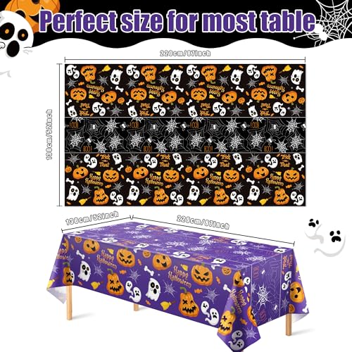 Halloween Tablecloth – Large 52x87" Plastic Table Cover for Spooky Indoor & Outdoor Party Decorations