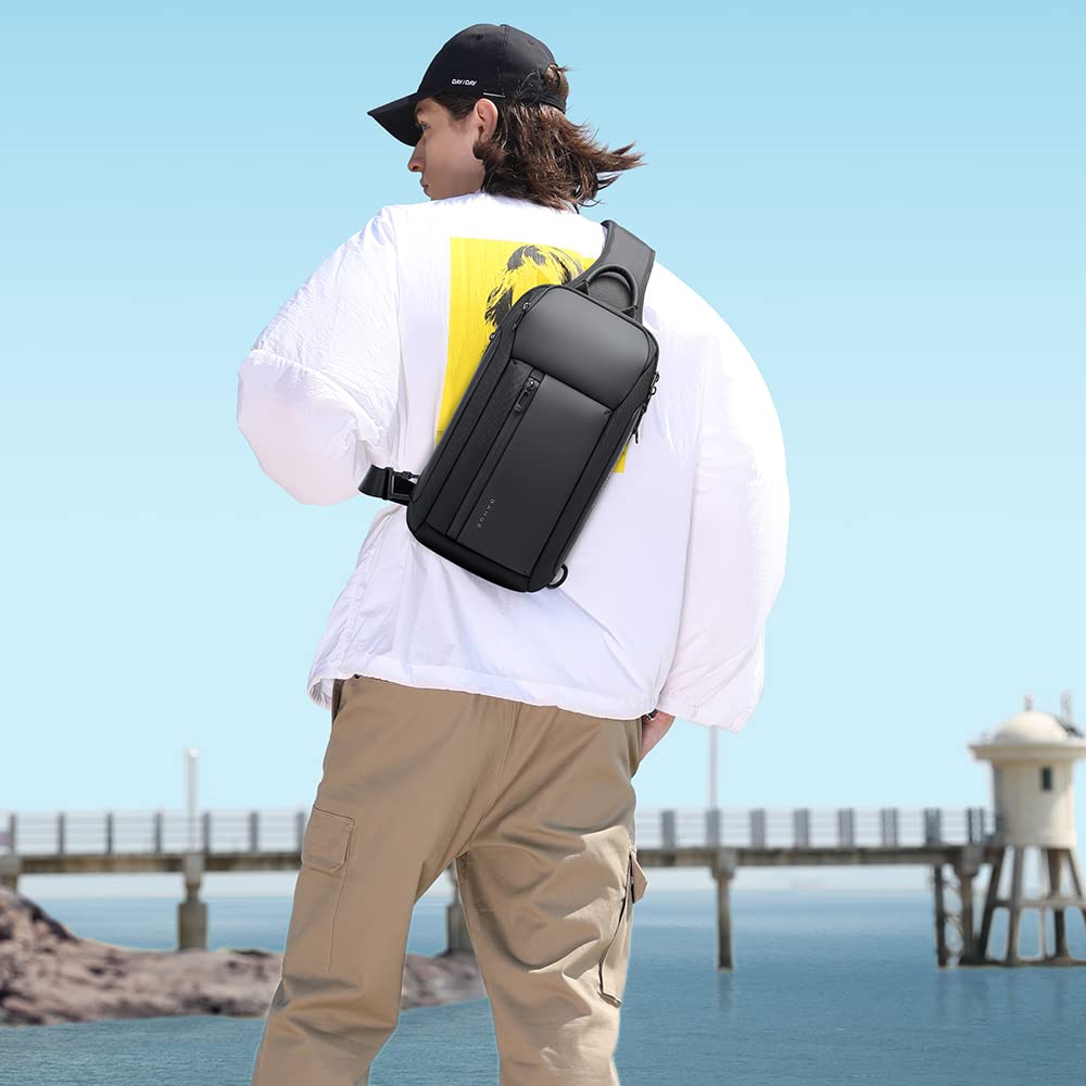 BANGE Waterproof Sling Bag for Men – Lightweight Crossbody Shoulder Backpack with Multi-Pocket Storage (Black)