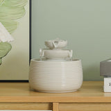 Modern Ceramic Tabletop Water Fountain – Minimal Zen Indoor Décor (White A170)