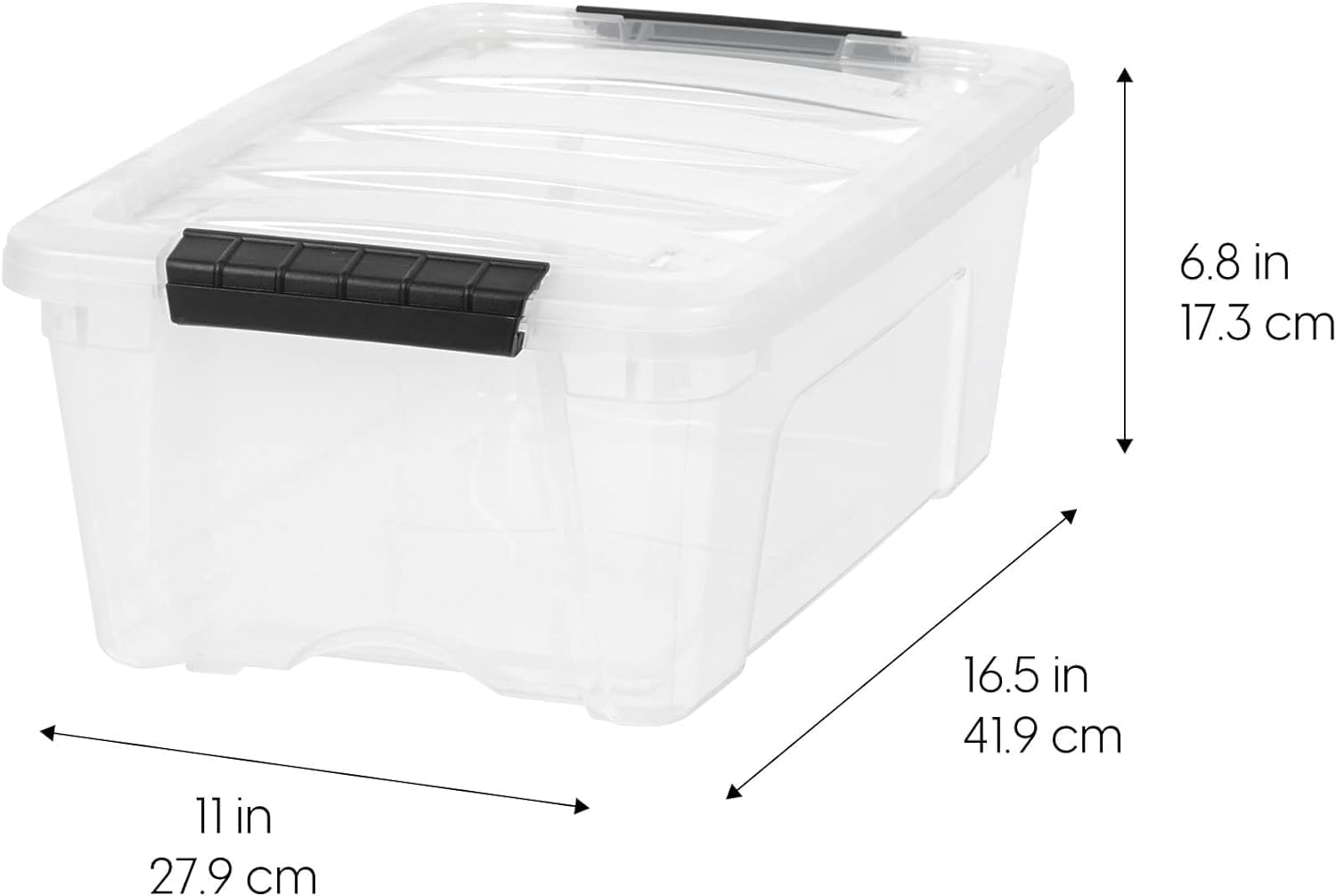 IRIS USA 13 Qt Clear Plastic Storage Box with Latches & Pull Handle – Stackable BPA-Free Organizer (6-Pack)