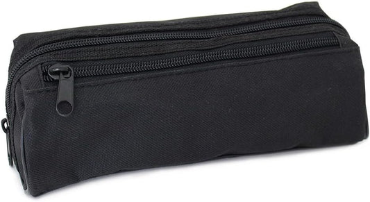 Black Large-Capacity Double-Zip Pencil Case