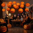 Floating Jack-O’-Lantern Halloween Lights – 12 Paper Pumpkins with 24 LED Tea Lights & Remote Control (Spooky Floating Decor)