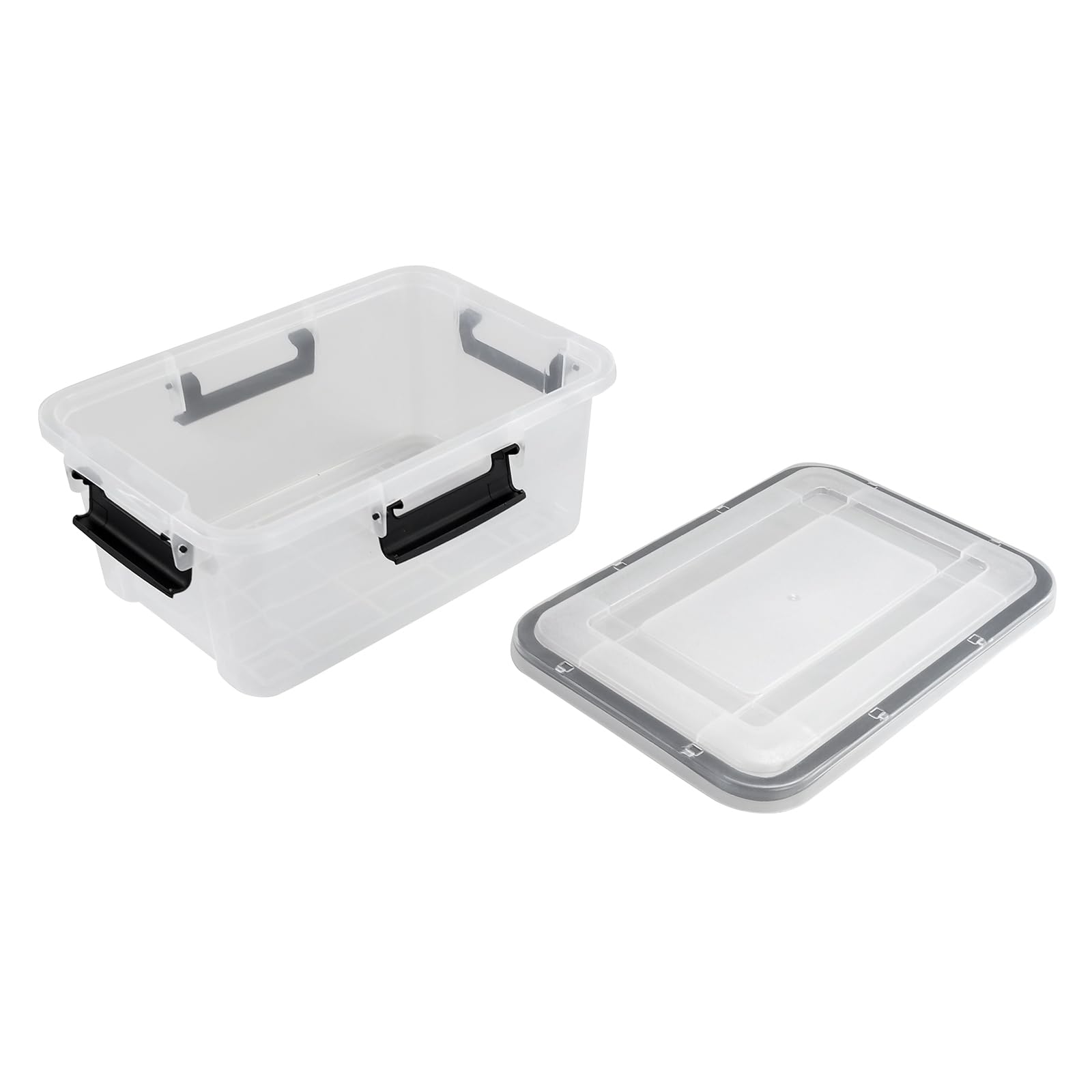 6-Pack Clear Airtight Storage Containers with Locking Lids – 10L Stackable Multi-Purpose Organizer Boxes