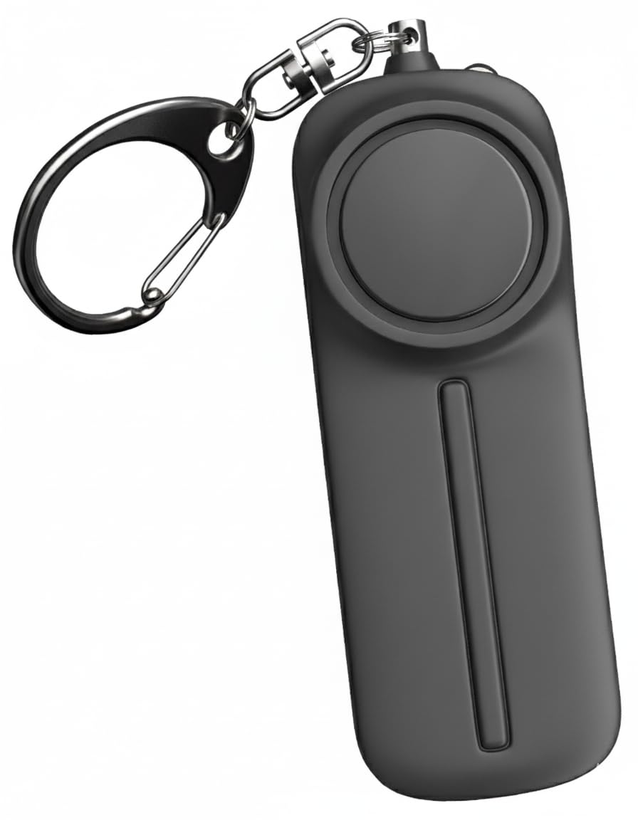 130dB Personal Safety Alarm Keychain with LED Light – Emergency Self-Defense Siren for Women (Black)