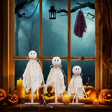 Rustic Wooden Ghost Trio – Farmhouse Halloween Decorations with BOO & Haunted Labels, 3 Sizes