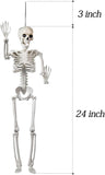 24" Full Body Halloween Skeleton Decoration – Posable Joints, Realistic Bone Design & Durable Plastic Build
