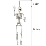 24" Full Body Halloween Skeleton Decoration – Posable Joints, Realistic Bone Design & Durable Plastic Build