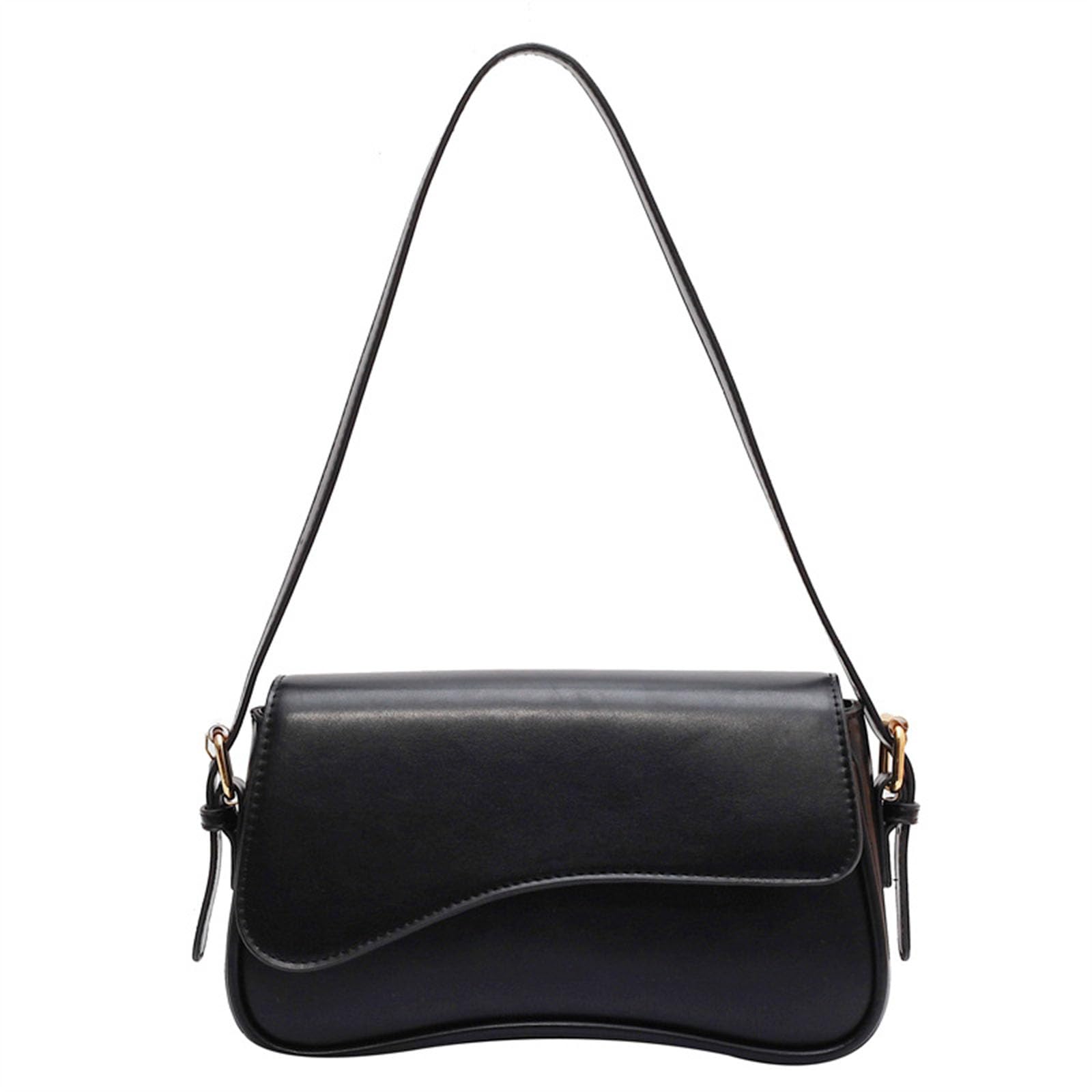 Y2K Trendy Shoulder Bag for Women – Vegan Leather Hobo & Saddle Purse with Removable Straps (Black)