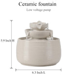 Modern Ceramic Tabletop Water Fountain – Minimal Zen Indoor Décor (White A170)