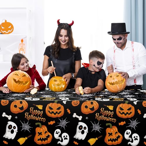 Halloween Tablecloth – Large 52x87" Plastic Table Cover for Spooky Indoor & Outdoor Party Decorations