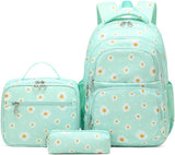 Daisy Print School Backpack Set with Insulated Lunch Bag