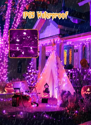 Purple Solar String Lights – 240 LED Outdoor Halloween Fairy Lights for Yard, Garden & Patio Decor (19.6 ft)
