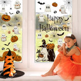 Vintage Halloween Window Clings – 6 Double-Sided PVC Sheets with Ghosts, Pumpkins, Cats & Bats