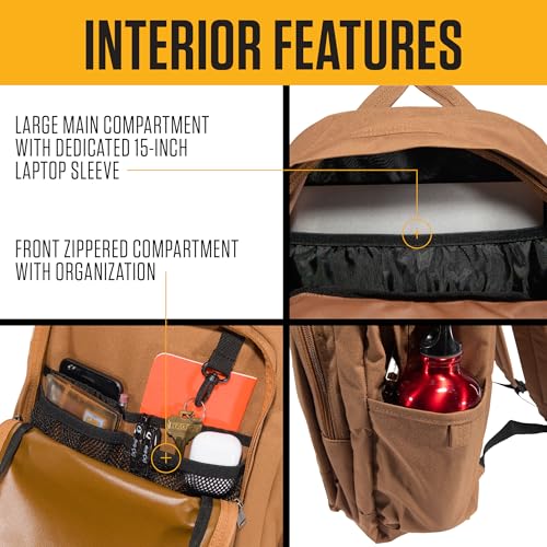 Carhartt 25L Classic Laptop Backpack – Durable Water-Resistant Backpack with 15″ Laptop Sleeve (Black)