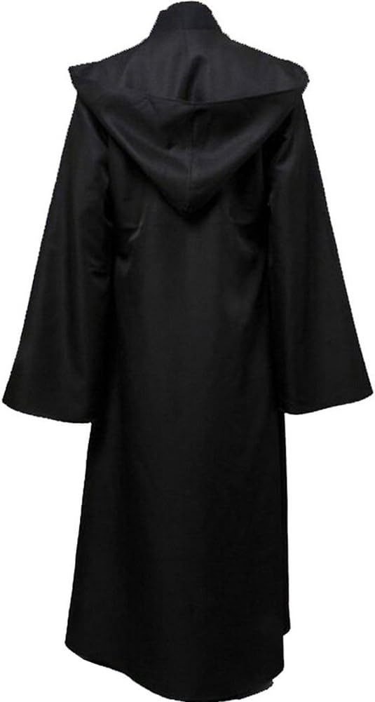 Men’s Black Witch Cloak – Adult Hooded Halloween Robe for Cosplay & Parties