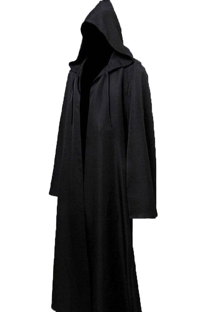 Men’s Black Witch Cloak – Adult Hooded Halloween Robe for Cosplay & Parties