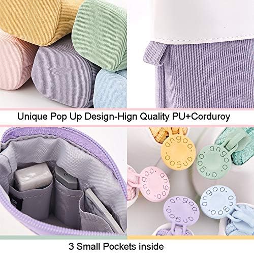 Blue Retractable Corduroy Pencil Case and Pen Holder
