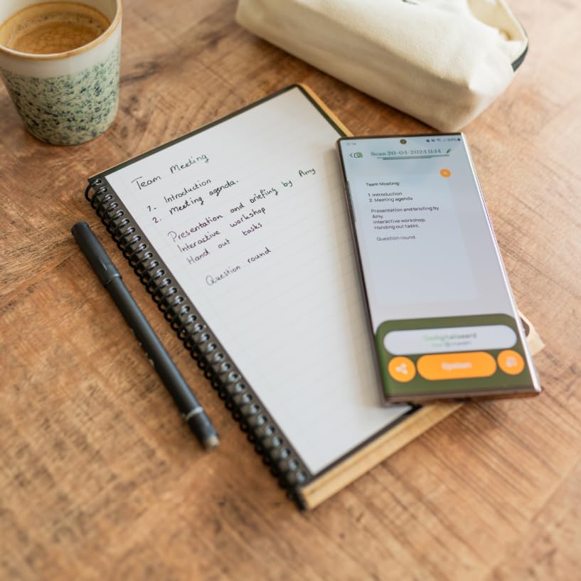 Bambook Classic Reusable Smart Notebook with Pen – Sustainable Digital Scan & Wipe Journal (Black)