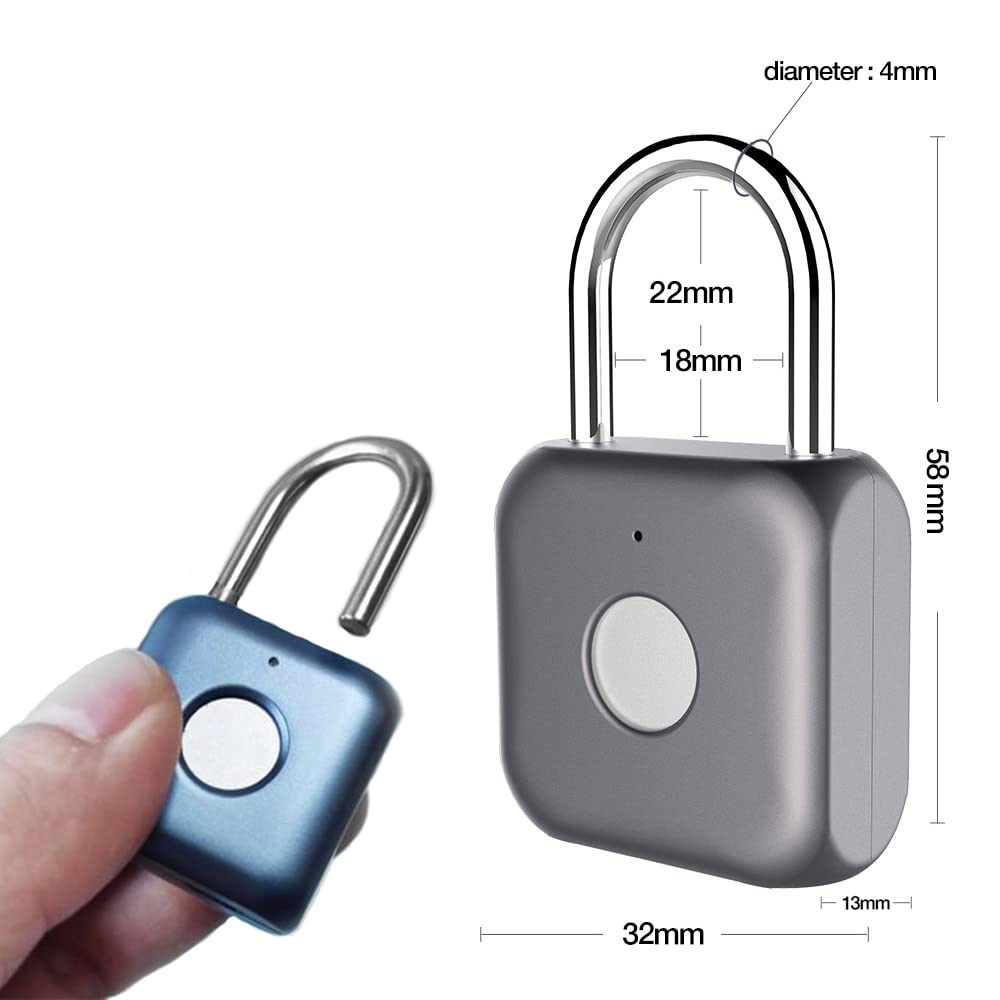 Compact Fingerprint Smart Padlock with USB Rechargeable Battery, Portable Biometric Security Lock for Gym, Travel & Personal Storage
