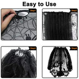 Halloween Lampshade Covers (3-Pack) 🕸️ – Black Lace Spider & Bat Lamp Decorations for Home & Party