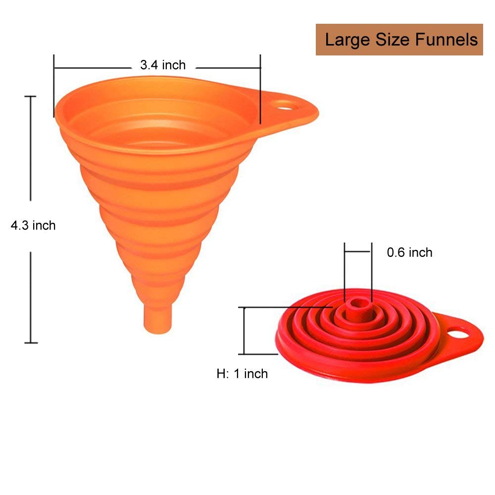Collapsible Silicone Funnel Set – Heat Resistant Kitchen Funnels (4 pcs)