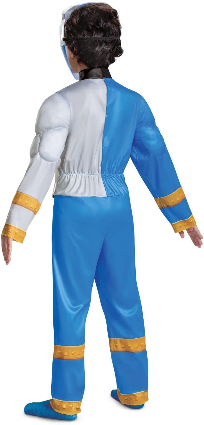 Blue Power Ranger Costume for Kids – Official Dino Fury Muscle Padded Suit with Mask ⚡💙