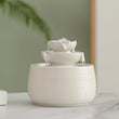 Modern Ceramic Tabletop Water Fountain – Minimal Zen Indoor Décor (White A170)