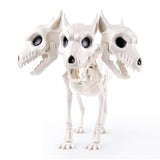 JOICEE 12’’ Halloween Dog Skeleton, Three-Headed Spooky Realistic Halloween Puppy Dog Skeleton Statue Prop for Scary Props Party Decoration