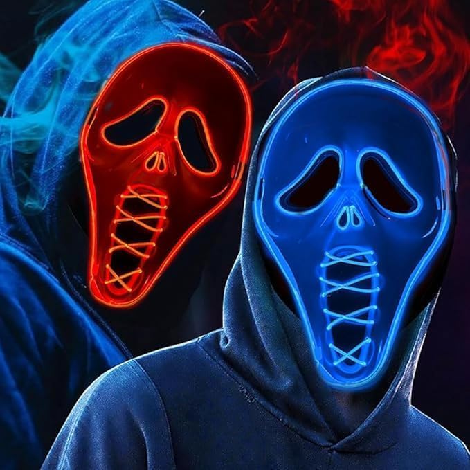 Red Skull Latex Halloween Mask – Full Head Horror Mask with Shroud, Breathable & Comfortable Scary Costume for Adults