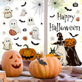 Vintage Halloween Window Clings – 6 Double-Sided PVC Sheets with Ghosts, Pumpkins, Cats & Bats